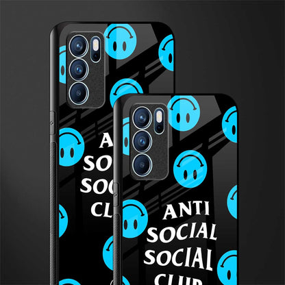 anti social social club x smileys glass case for oppo reno6 5g image-2