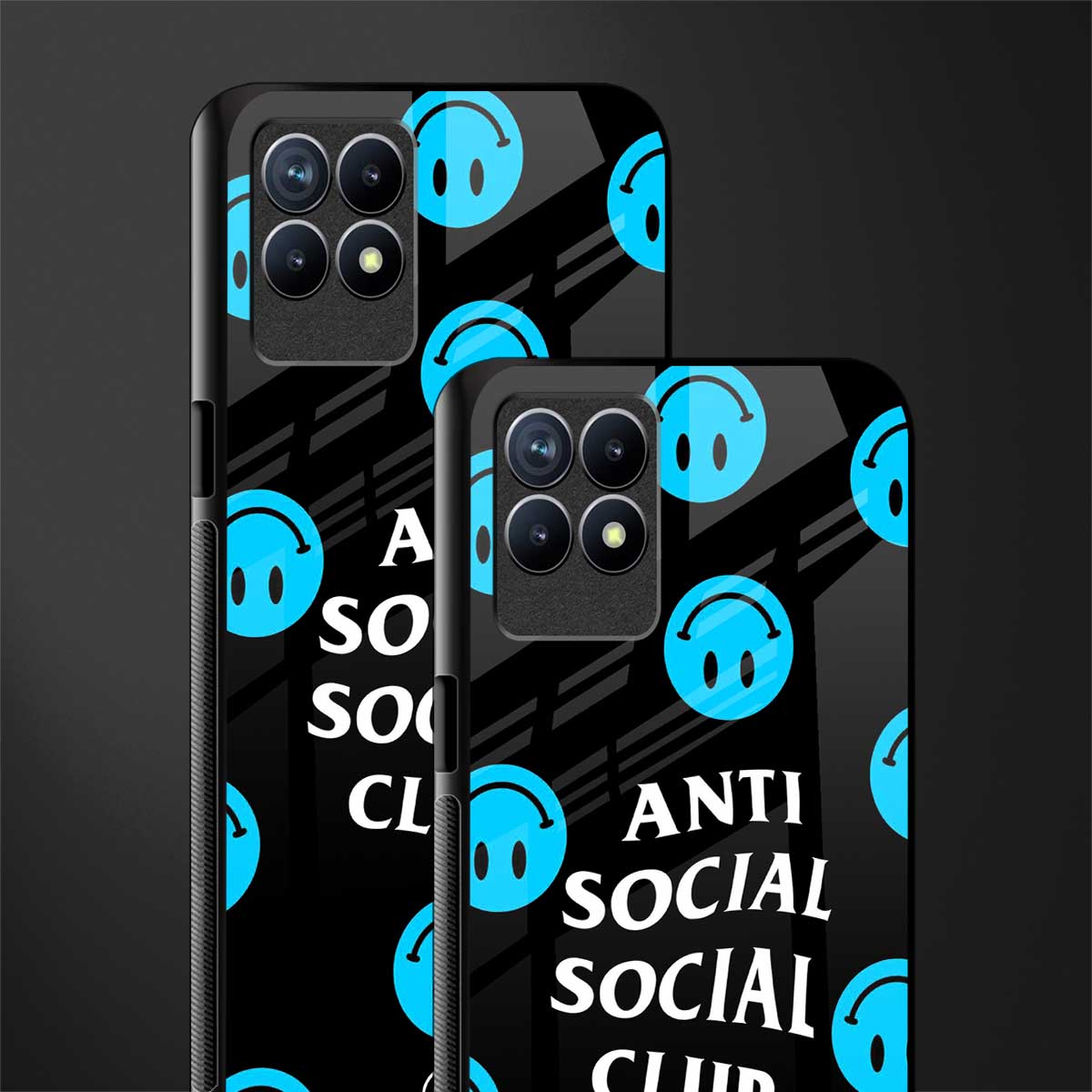 anti social social club x smileys glass case for realme 8i image-2