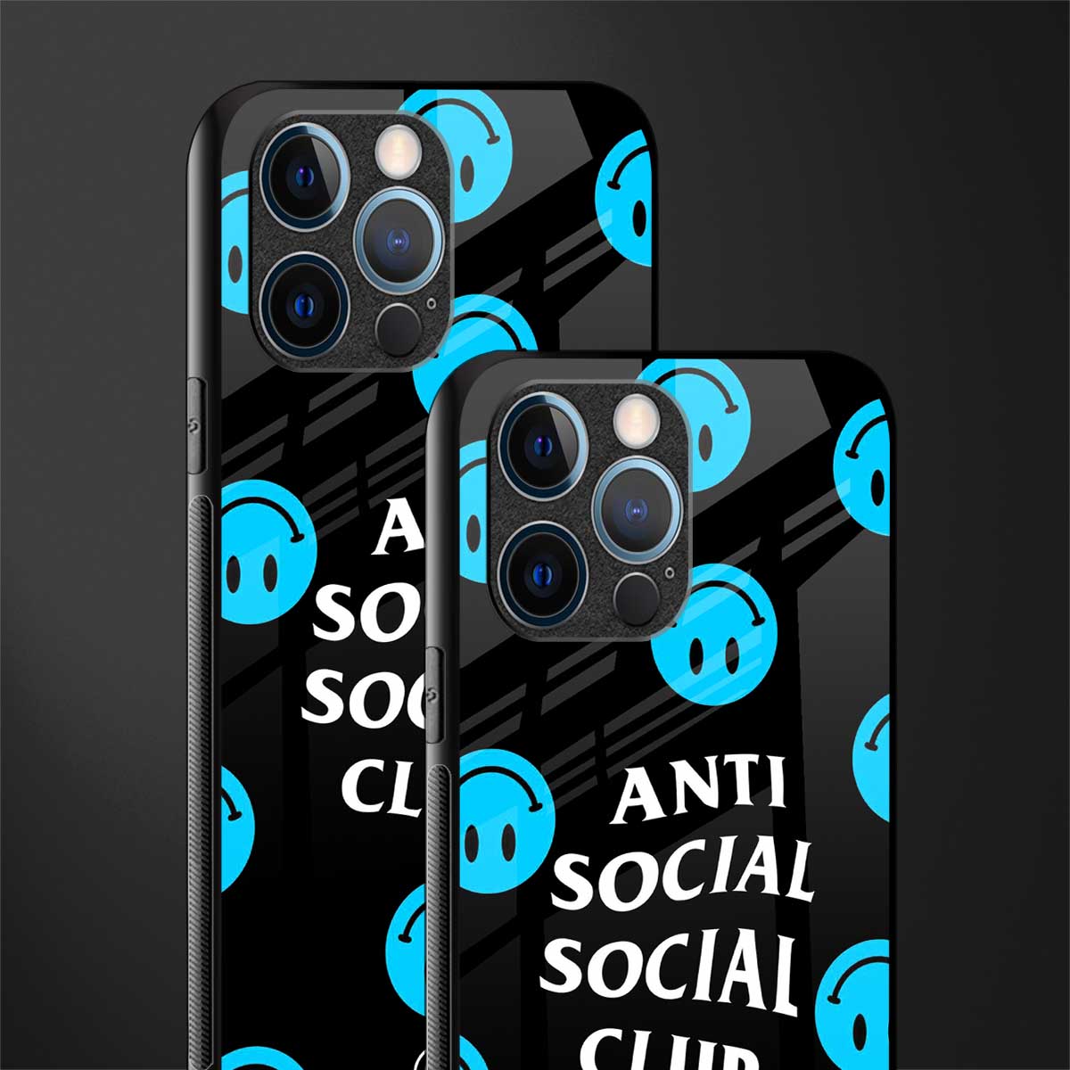 anti social social club x smileys glass case for iphone 12 pro image-2