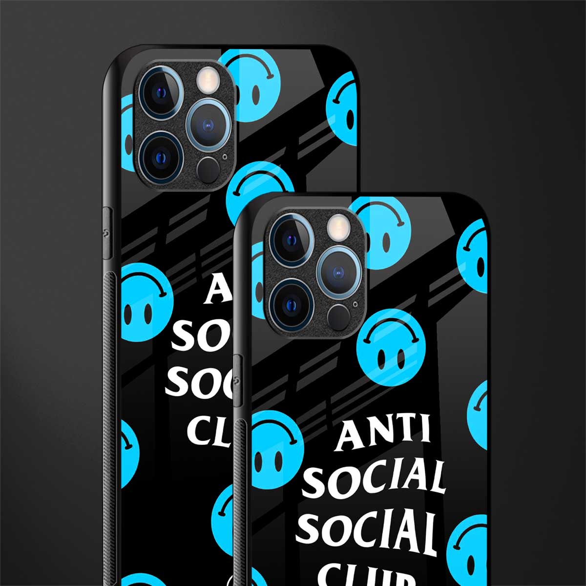 anti social social club x smileys glass case for iphone 12 pro max image-2