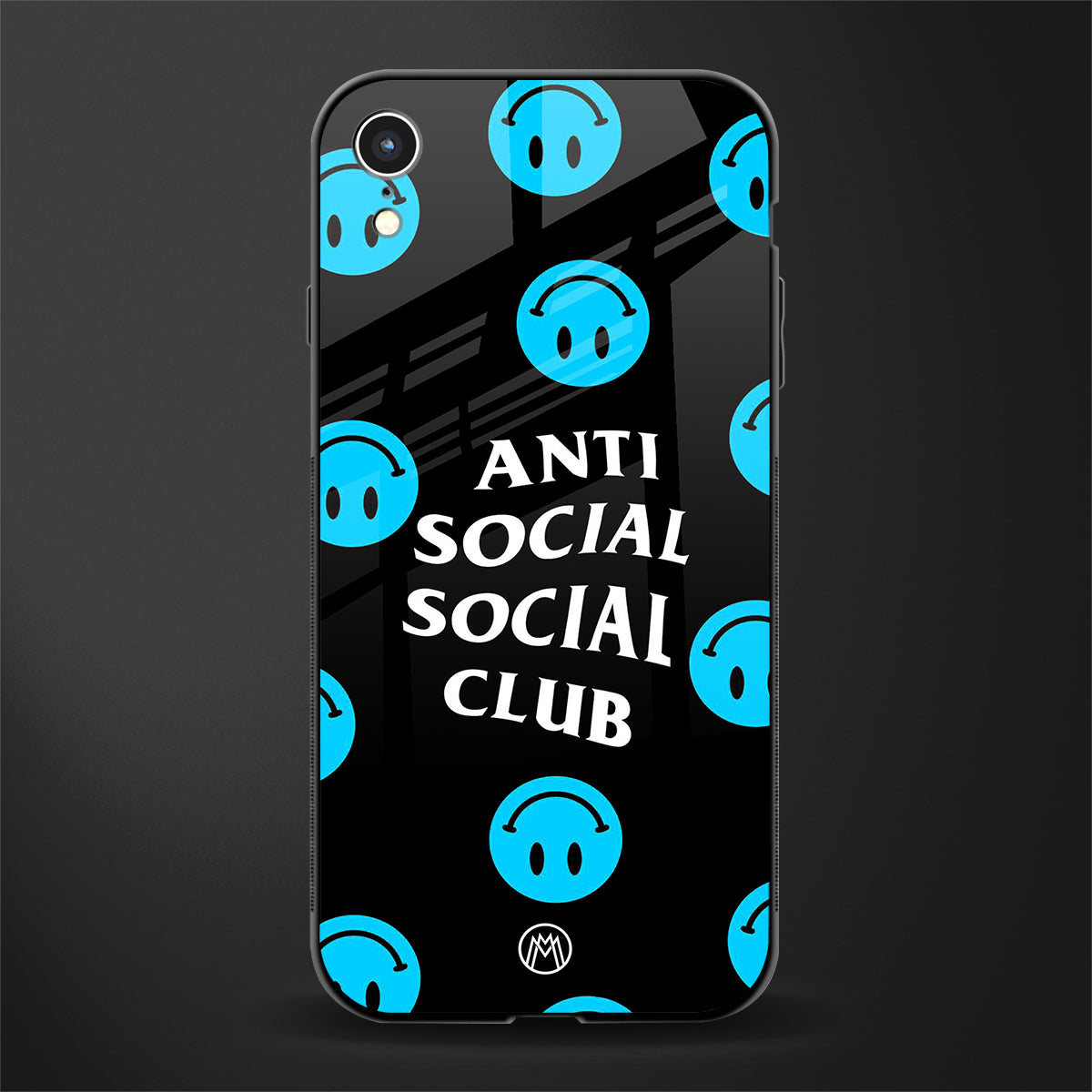 anti social social club x smileys glass case for iphone xr image