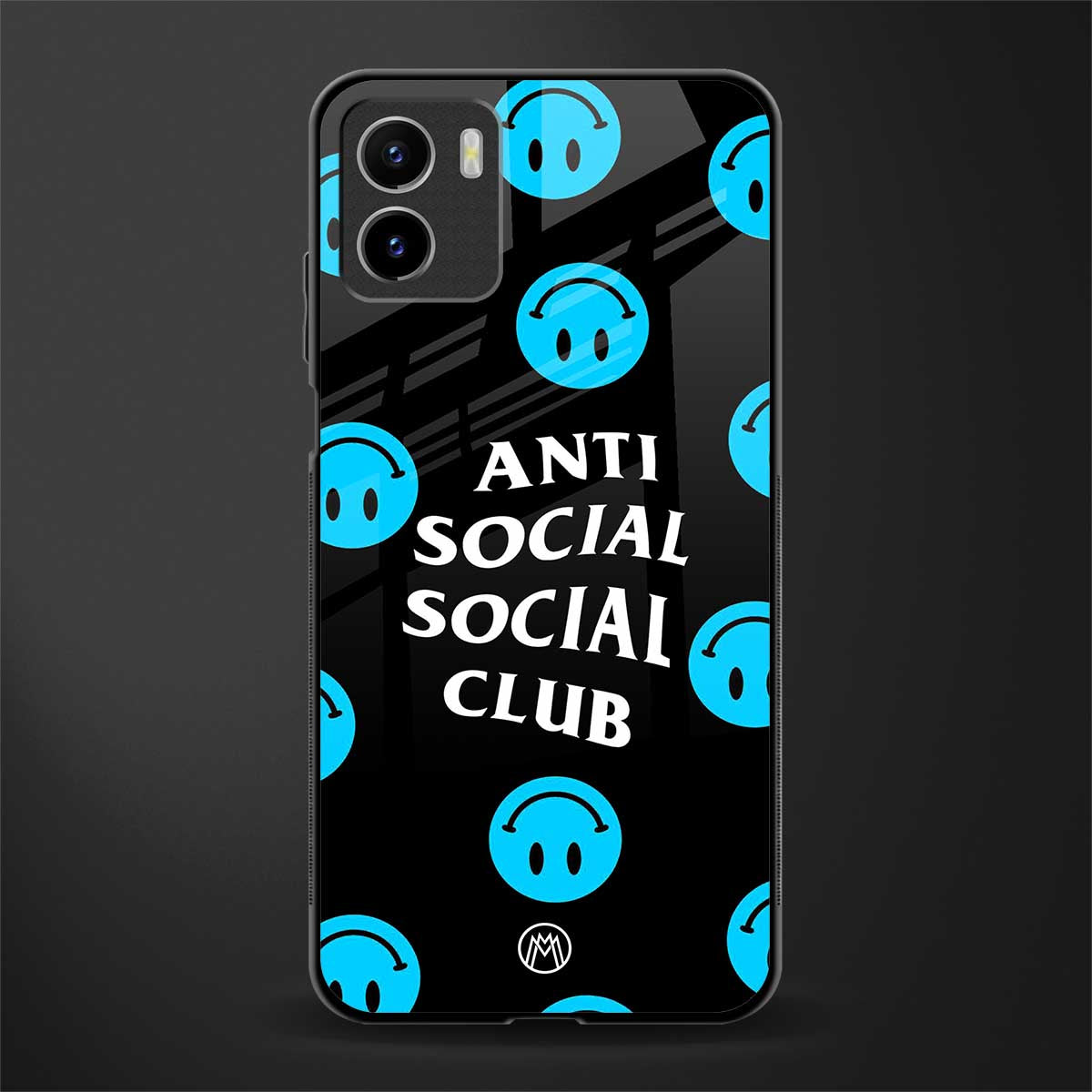 anti social social club x smileys glass case for vivo y15s image