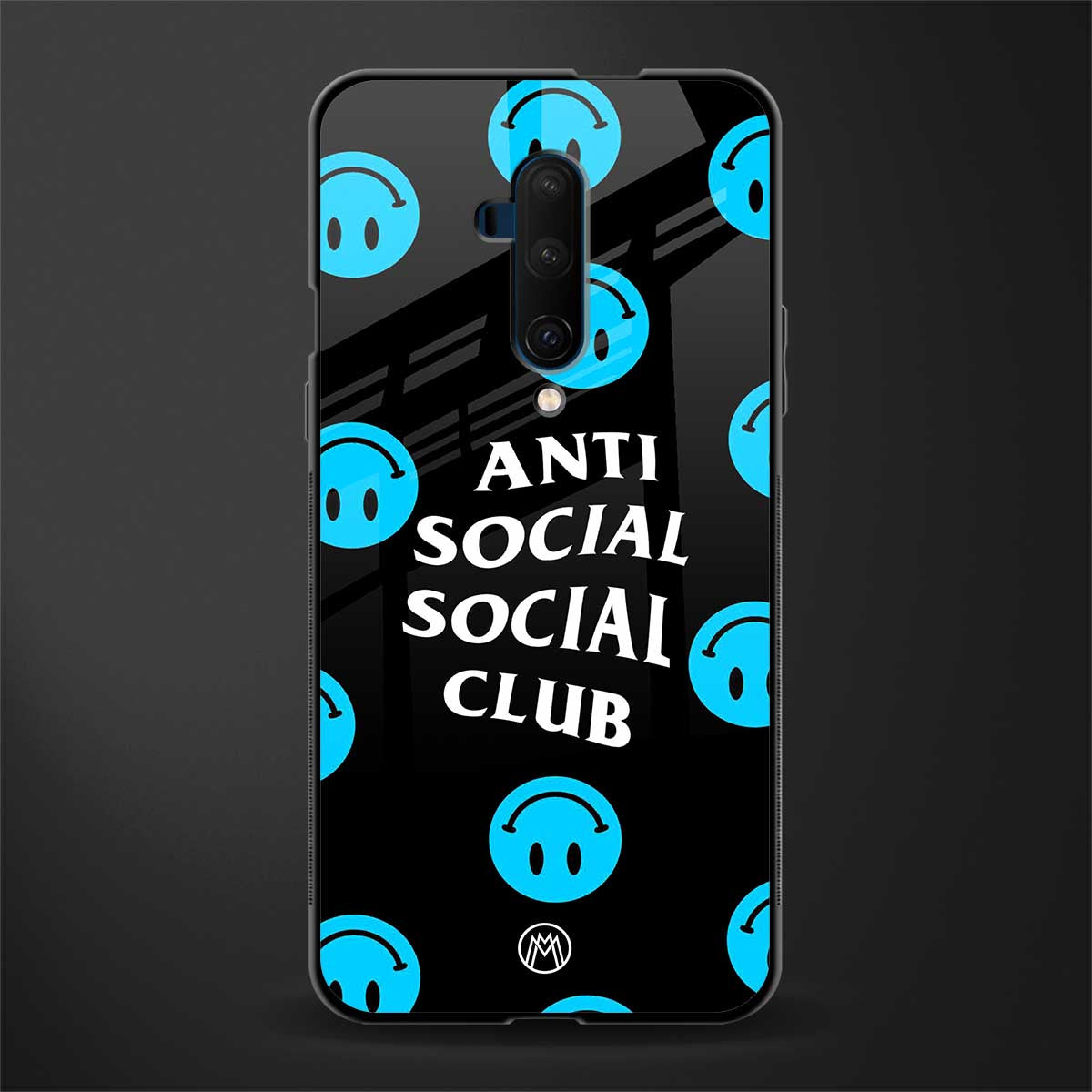 anti social social club x smileys glass case for oneplus 7t pro image