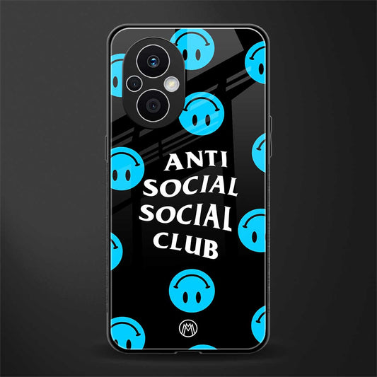 anti social social club x smileys back phone cover | glass case for oppo f21 pro 5g