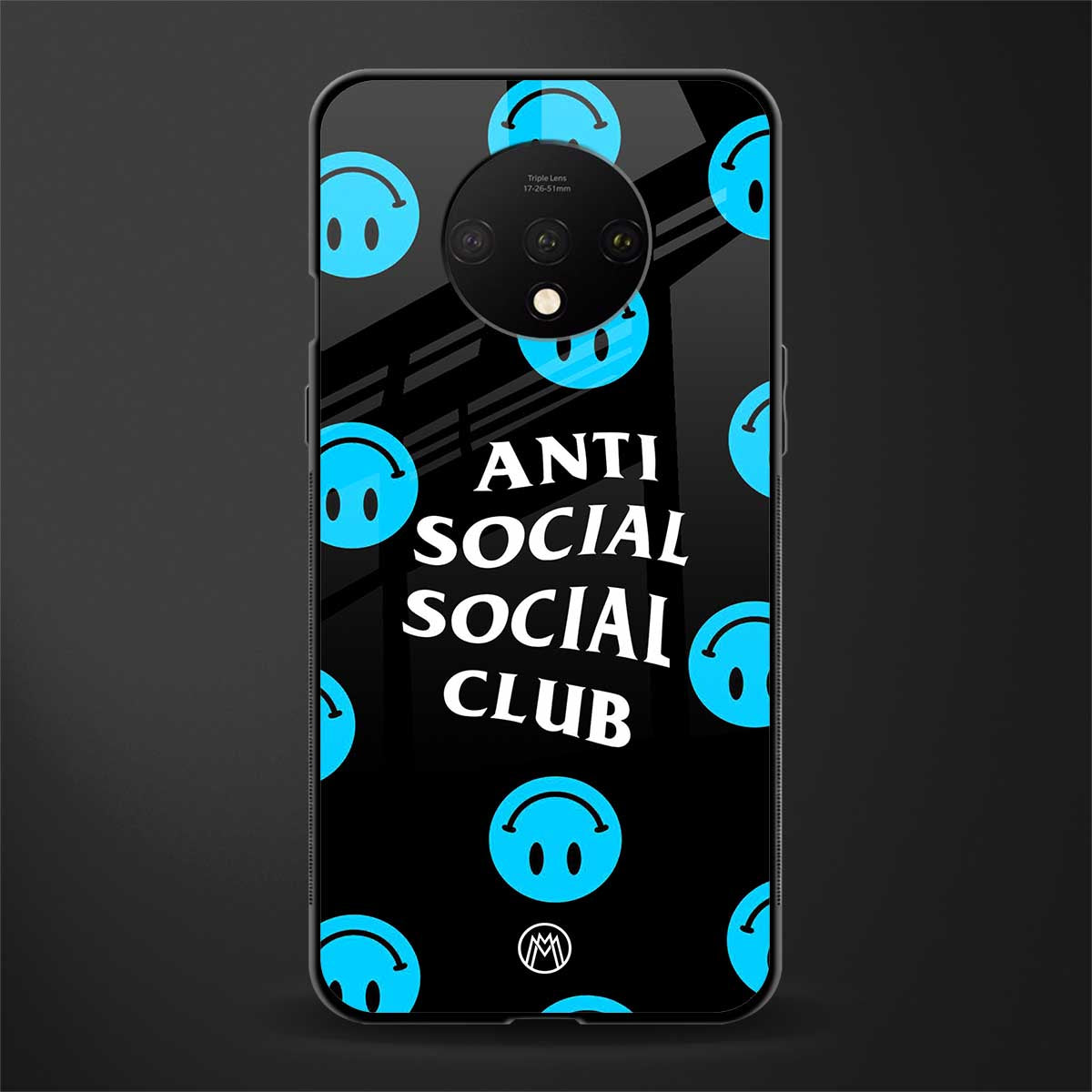 anti social social club x smileys glass case for oneplus 7t image