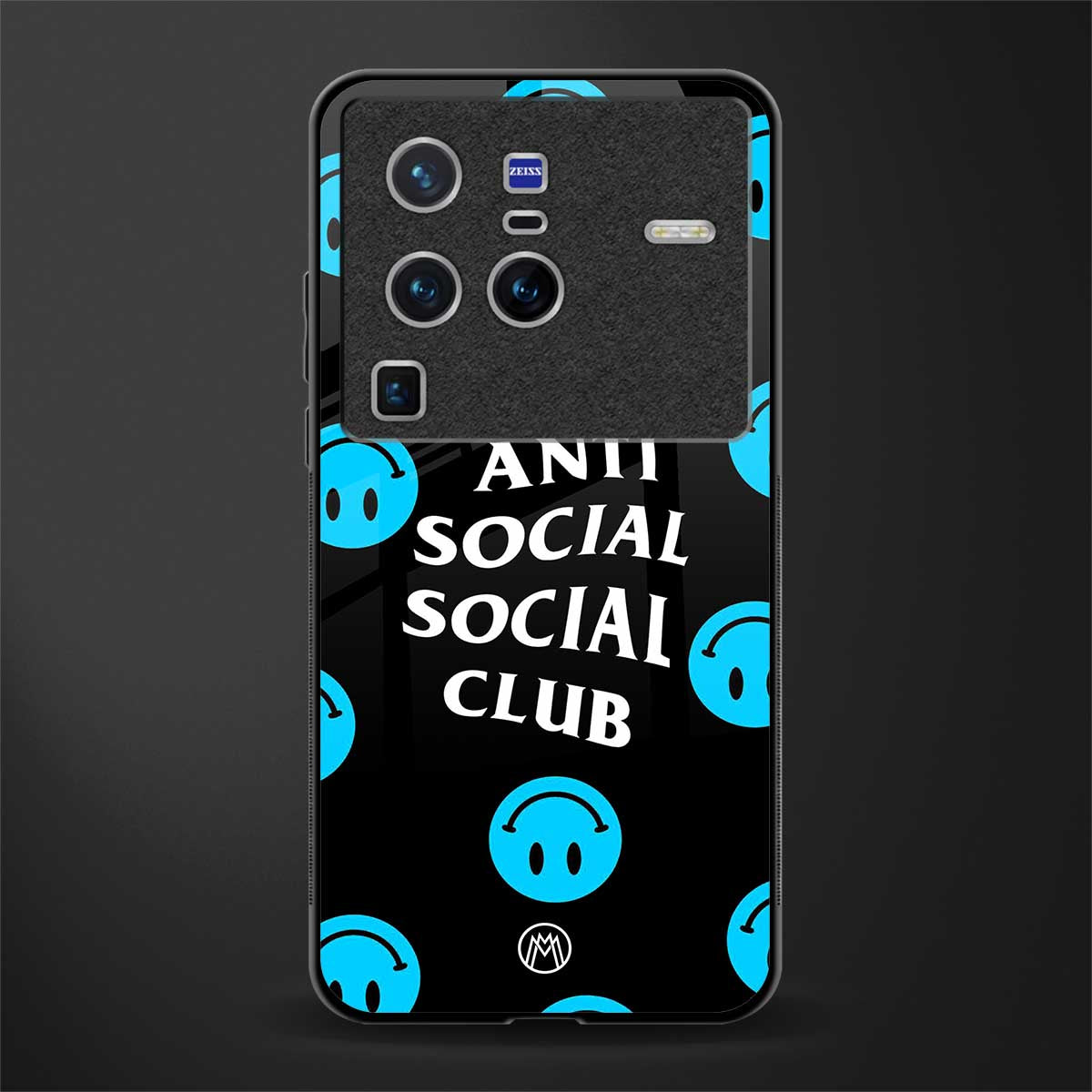 anti social social club x smileys glass case for vivo x80 pro 5g image