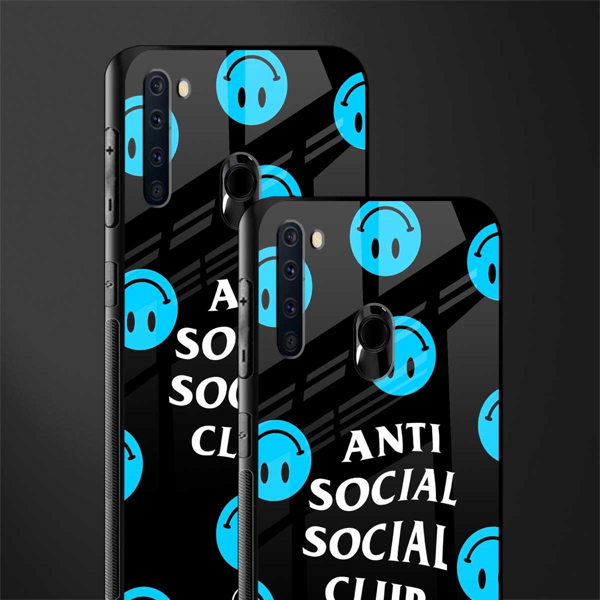 anti social social club x smileys glass case for samsung a21 image-2