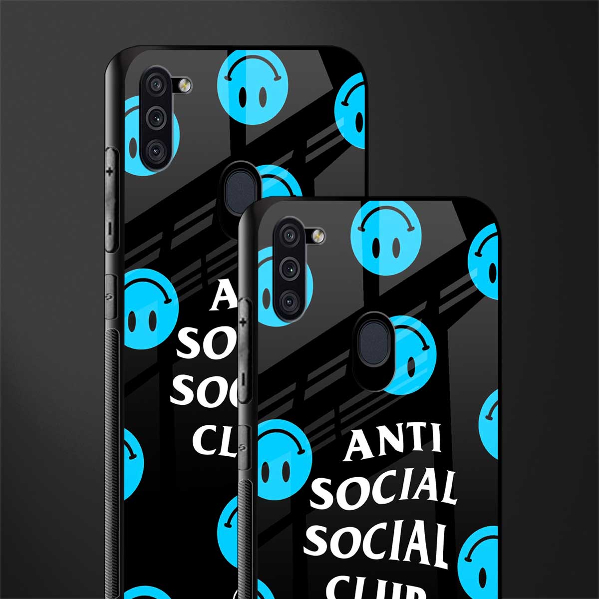 anti social social club x smileys glass case for samsung galaxy m11 image-2