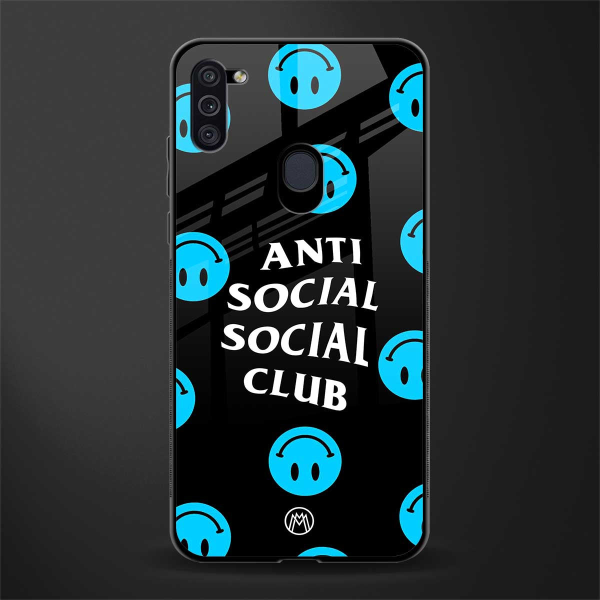 anti social social club x smileys glass case for samsung galaxy m11 image