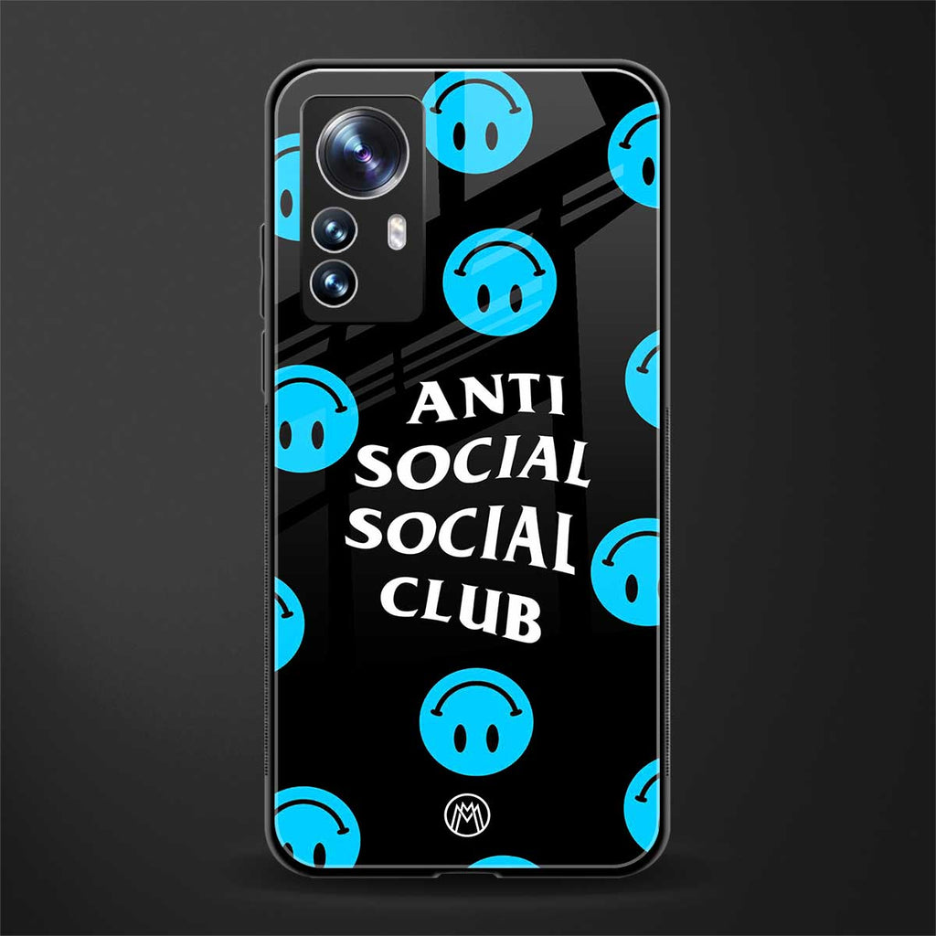 anti social social club x smileys back phone cover | glass case for xiaomi 12 pro
