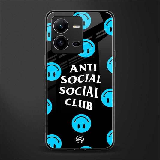 anti social social club x smileys back phone cover | glass case for vivo v25-5g