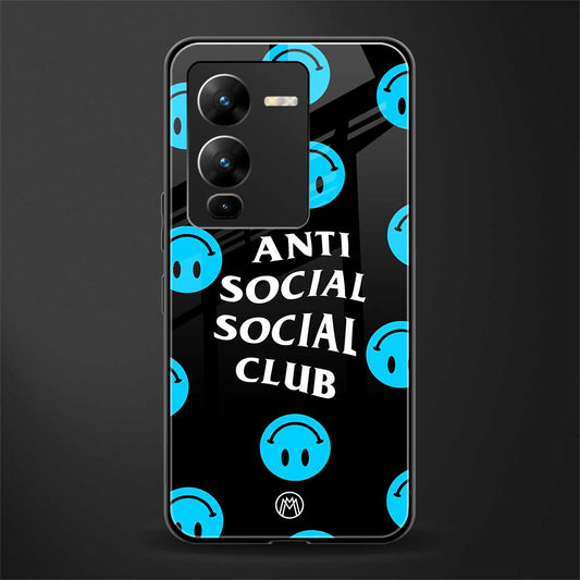 anti social social club x smileys back phone cover | glass case for vivo v25 pro 5g