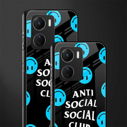 anti social social club x smileys back phone cover | glass case for vivo y16