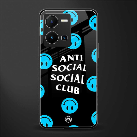 anti social social club x smileys back phone cover | glass case for vivo y35 4g