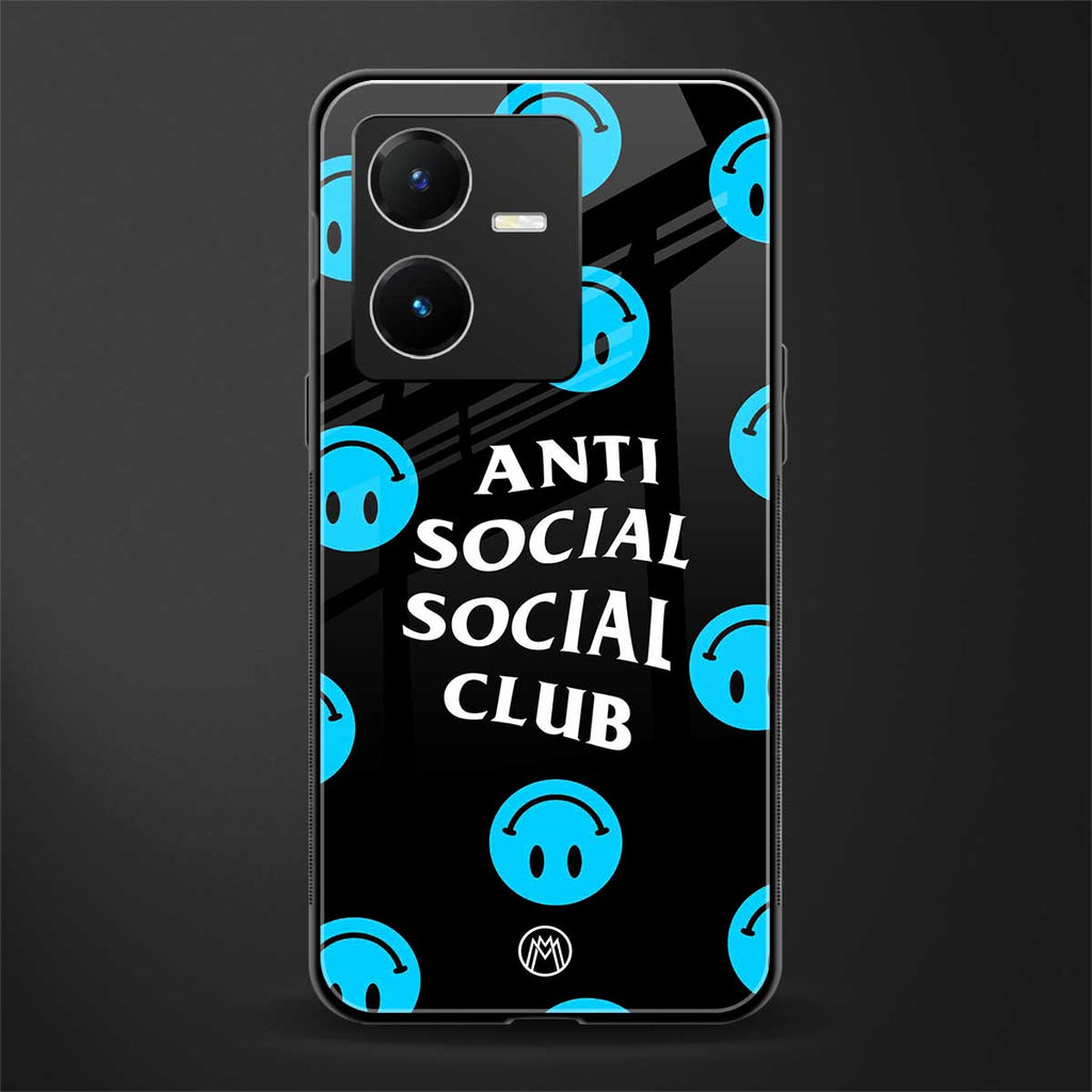 anti social social club x smileys back phone cover | glass case for vivo y22