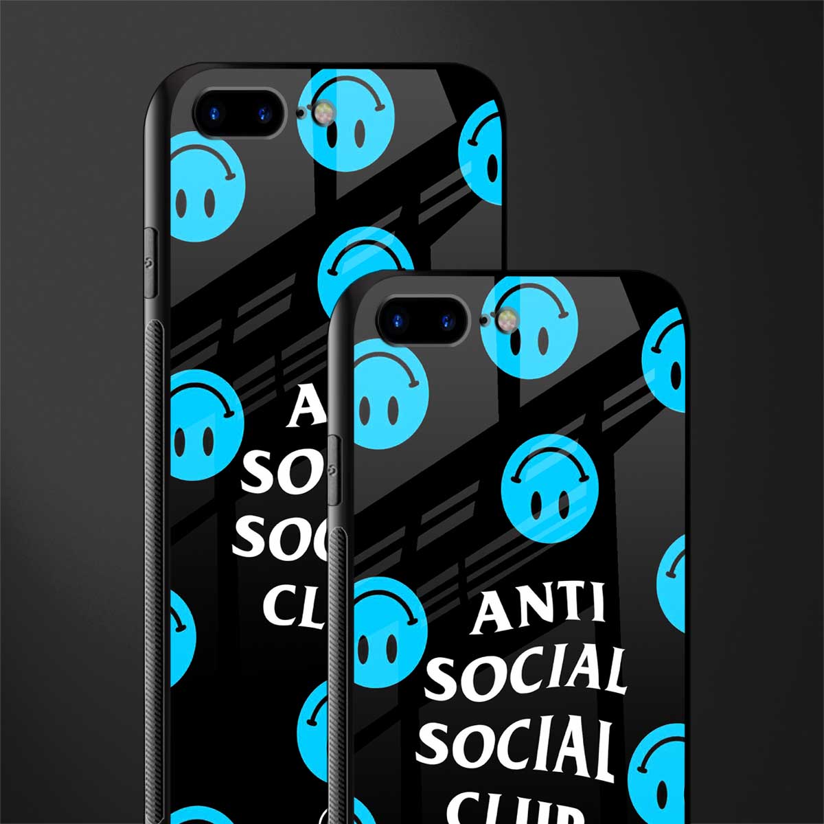 anti social social club x smileys glass case for iphone 8 plus image-2