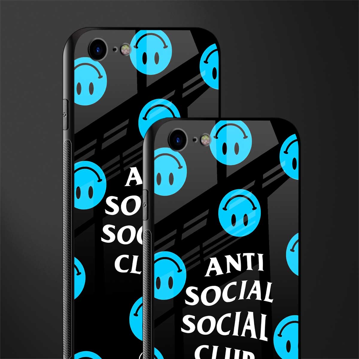 anti social social club x smileys glass case for iphone 8 image-2
