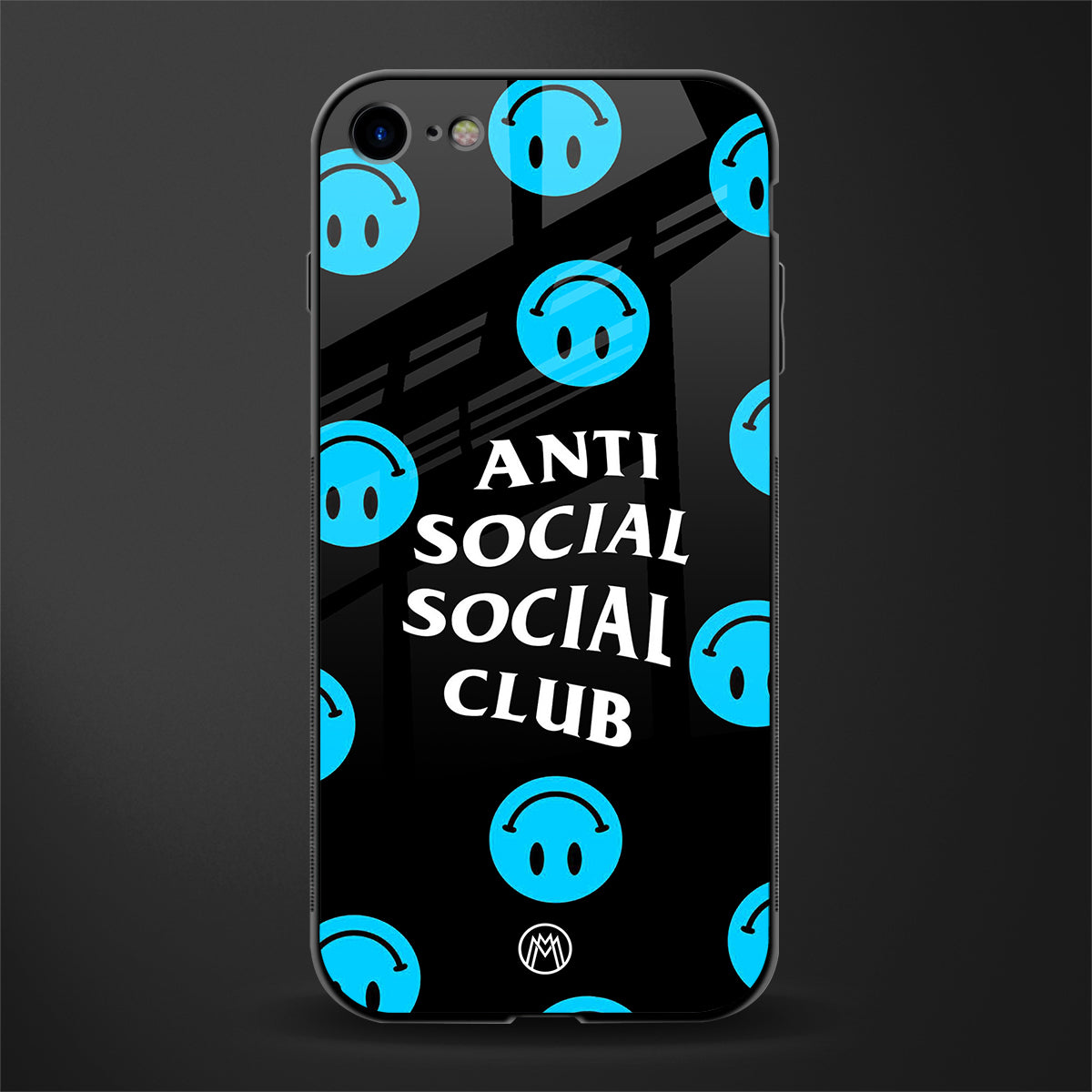 anti social social club x smileys glass case for iphone 8 image
