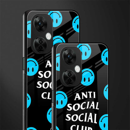 anti social social club x smileys back phone cover | glass case for oneplus nord ce 3 lite