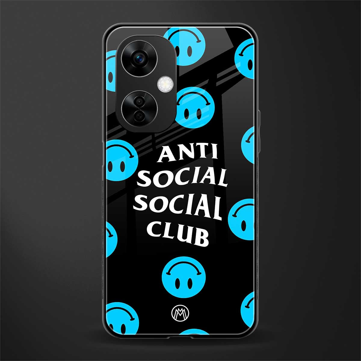 anti social social club x smileys back phone cover | glass case for oneplus nord ce 3 lite