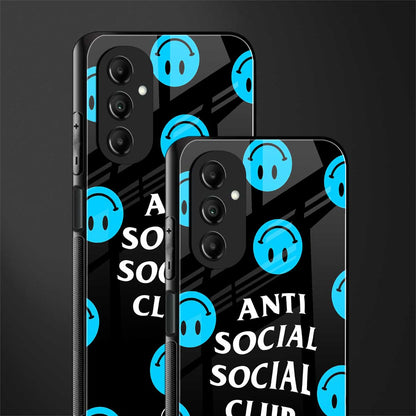 anti social social club x smileys back phone cover | glass case for samsung galaxy a14 5g