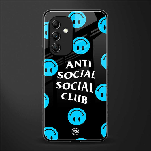 anti social social club x smileys back phone cover | glass case for samsung galaxy a14 5g