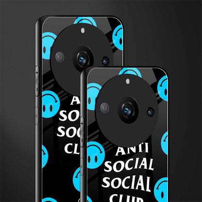 anti social social club x smileys back phone cover | glass case for realme 11 pro 5g