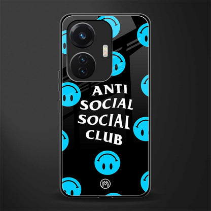anti social social club x smileys back phone cover | glass case for vivo t1 44w 4g