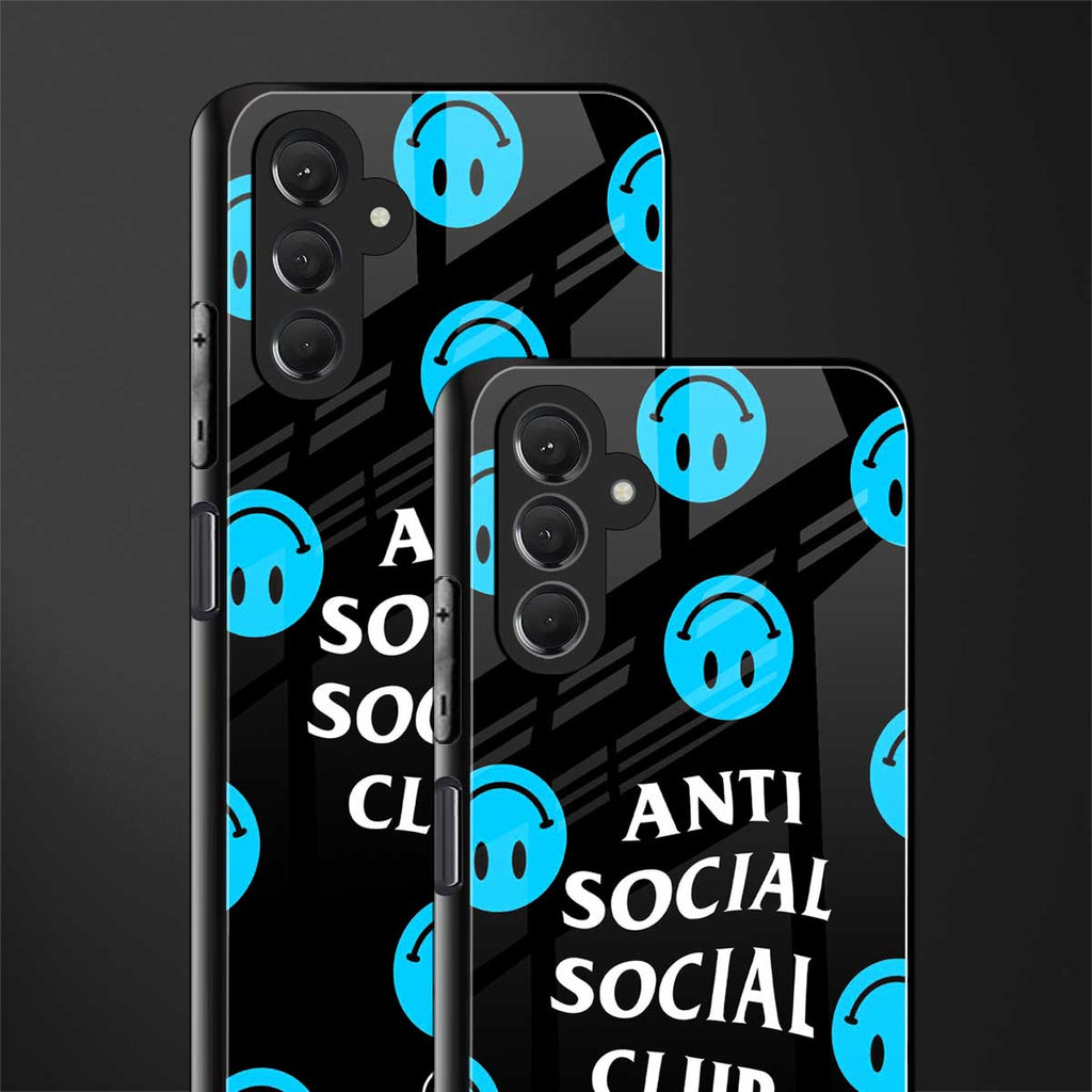 anti social social club x smileys back phone cover | glass case for samsun galaxy a24 4g