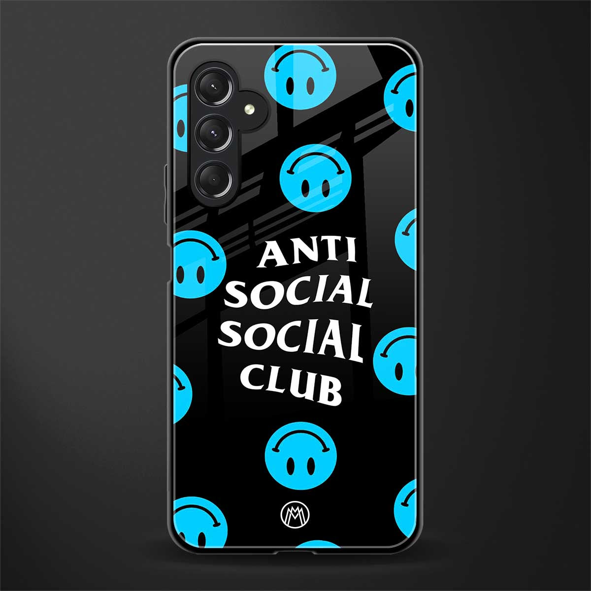 anti social social club x smileys back phone cover | glass case for samsun galaxy a24 4g
