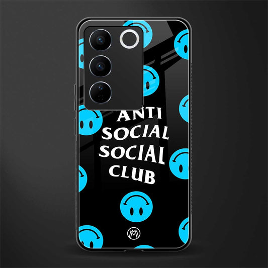 anti social social club x smileys back phone cover | glass case for vivo v27 pro 5g