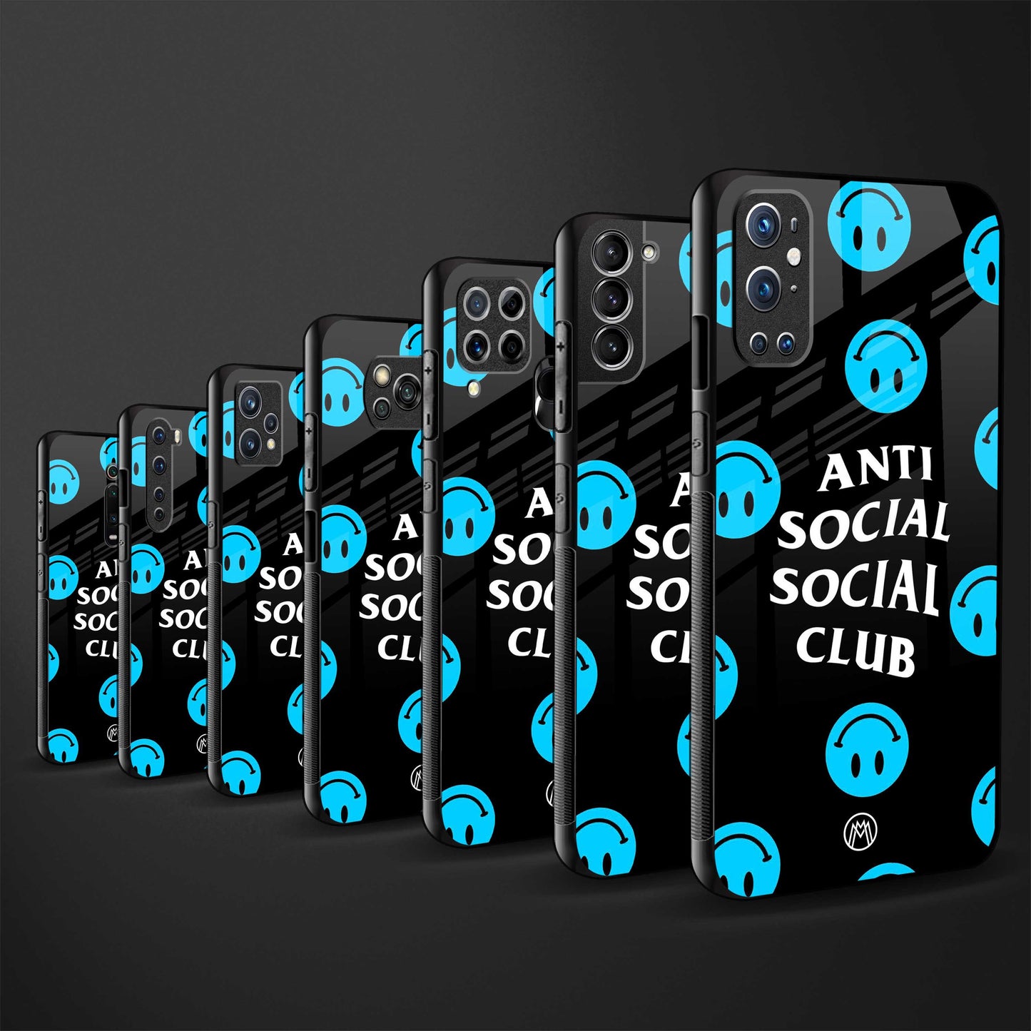 anti social social club x smileys glass case for vivo y21t image-3
