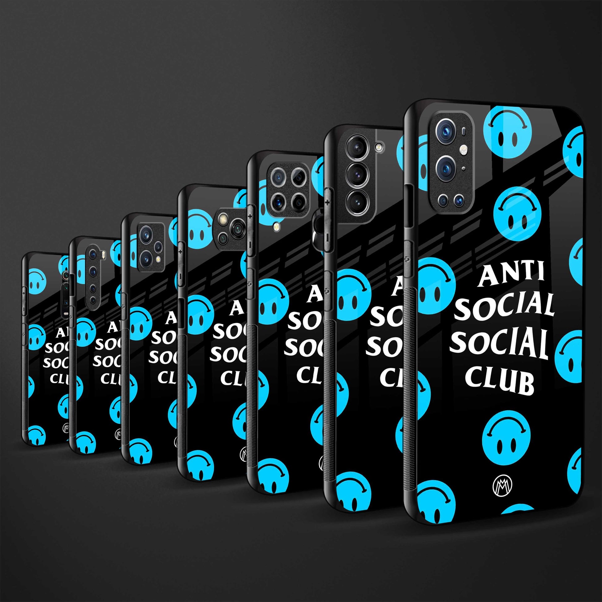 anti social social club x smileys back phone cover | glass case for samsun galaxy a24 4g