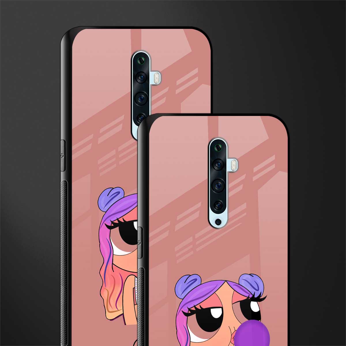 antique purple tote powerpuff girl glass case for oppo reno 2f image-2