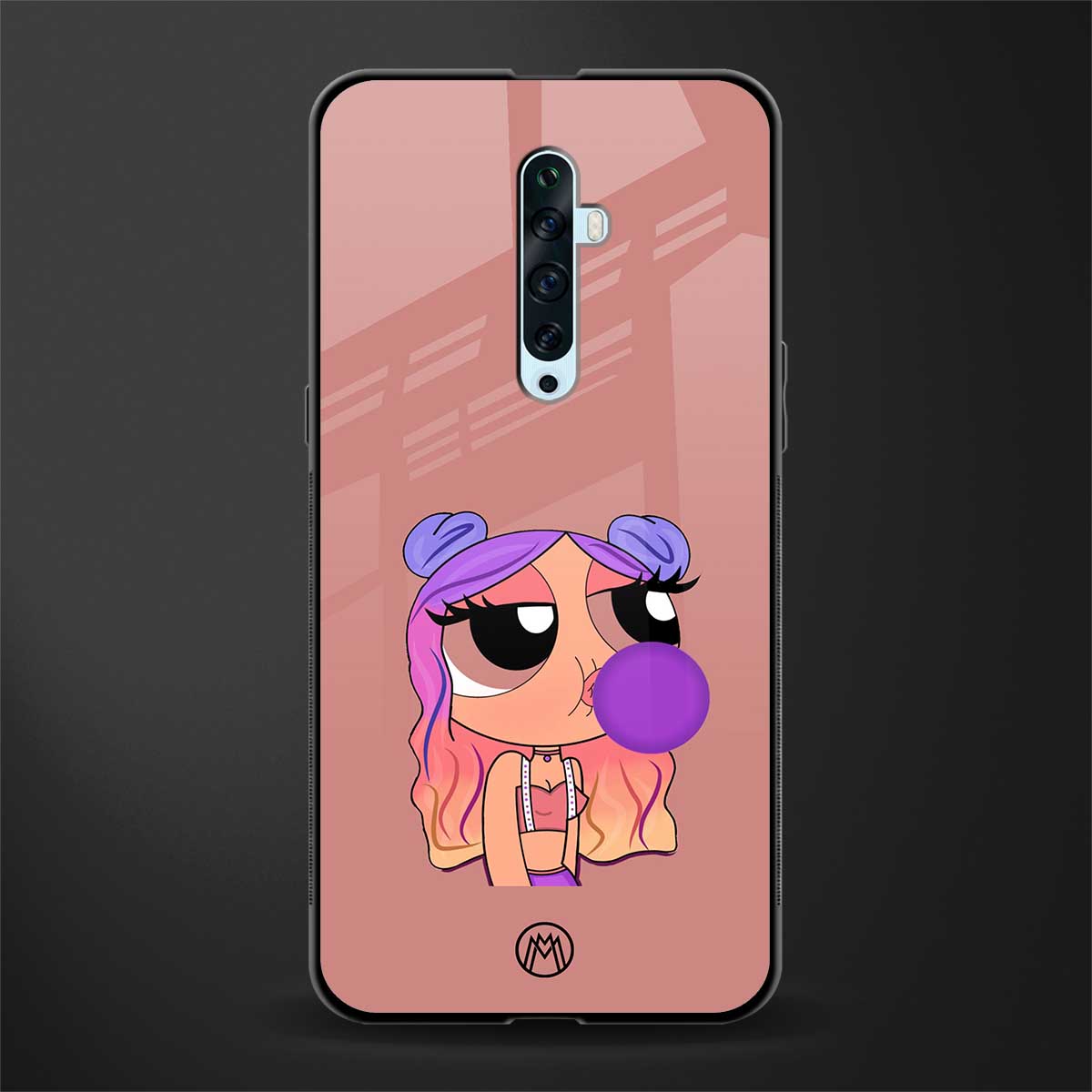 antique purple tote powerpuff girl glass case for oppo reno 2f image