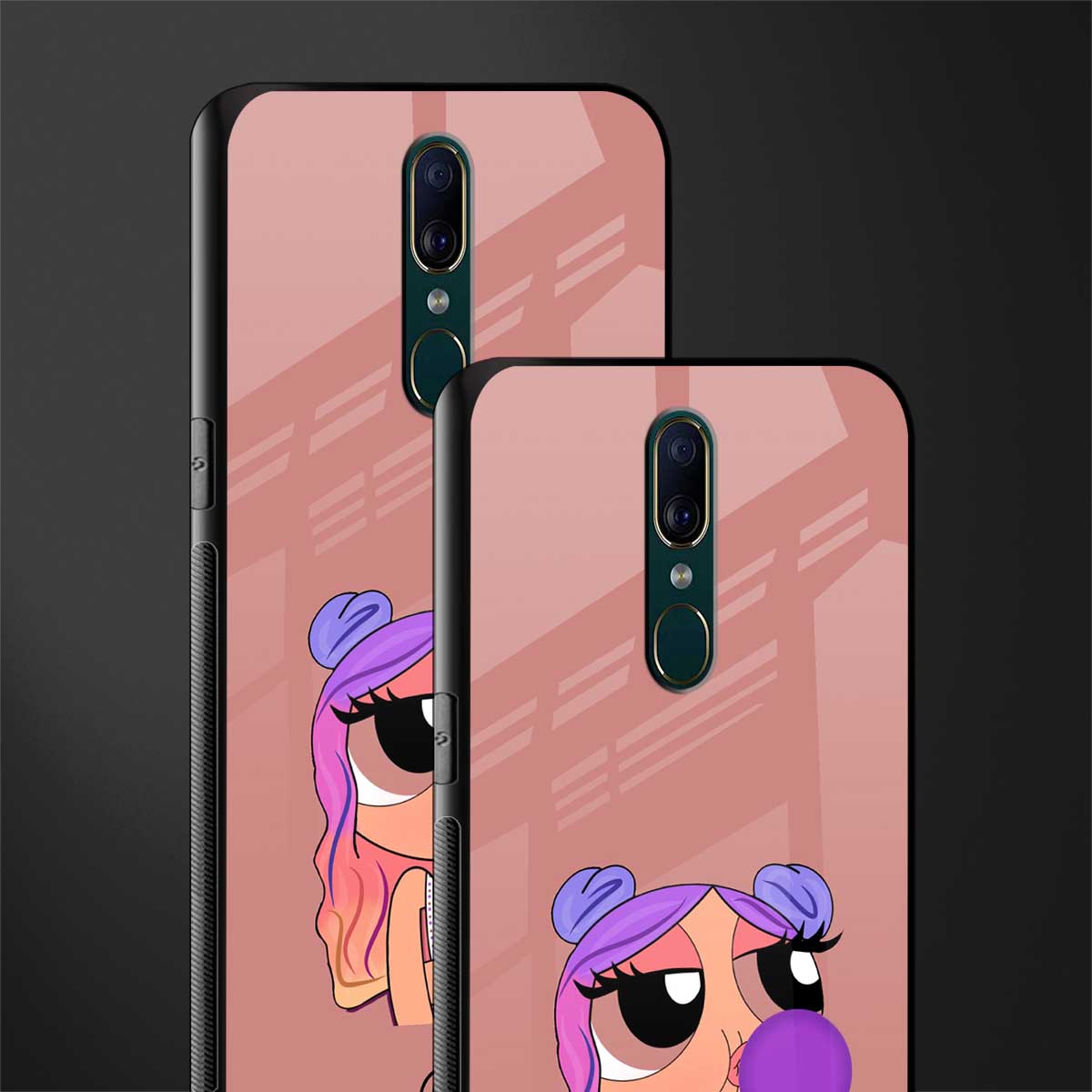 antique purple tote powerpuff girl glass case for oppo f11 image-2