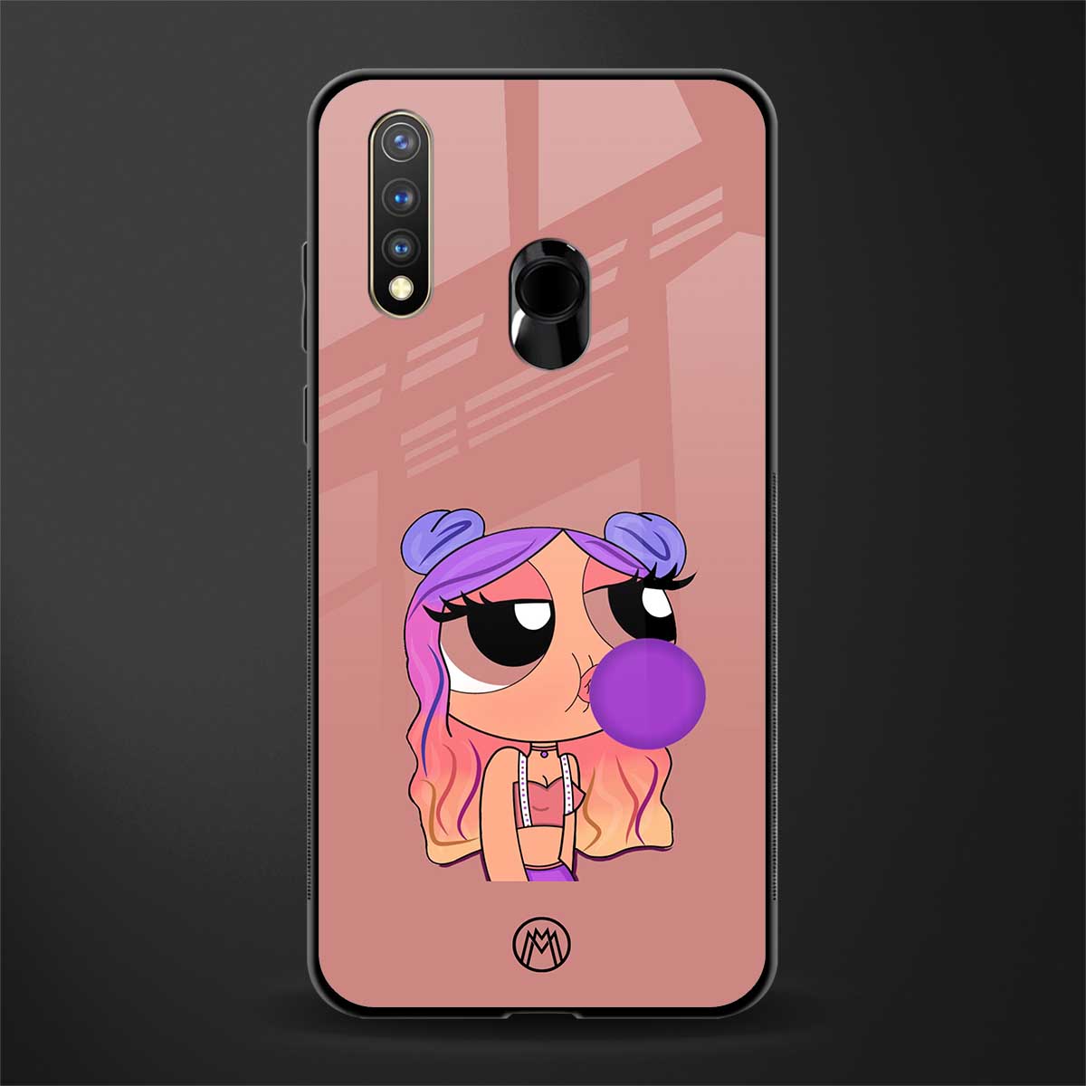 antique purple tote powerpuff girl glass case for vivo y19 image