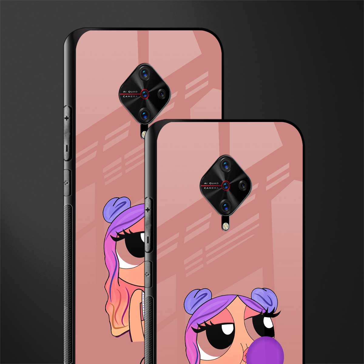 antique purple tote powerpuff girl glass case for vivo s1 pro image-2