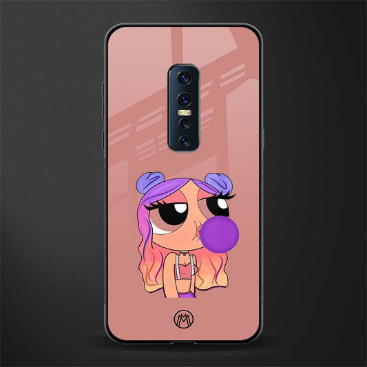antique purple tote powerpuff girl glass case for vivo v17 pro image