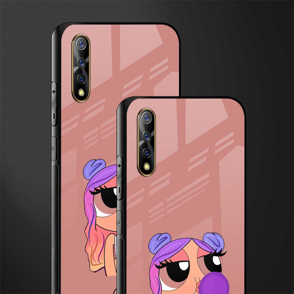 antique purple tote powerpuff girl glass case for vivo s1 image-2