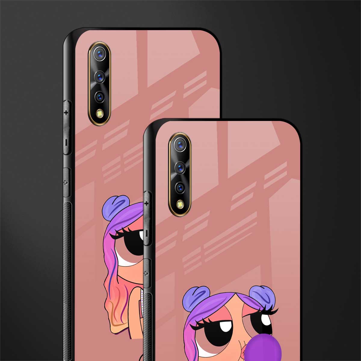 antique purple tote powerpuff girl glass case for vivo z1x image-2