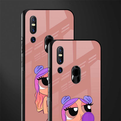 antique purple tote powerpuff girl glass case for vivo v15 image-2