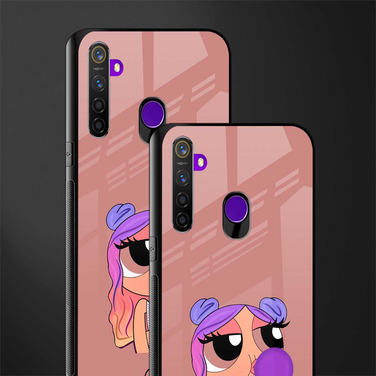 antique purple tote powerpuff girl glass case for realme 5s image-2