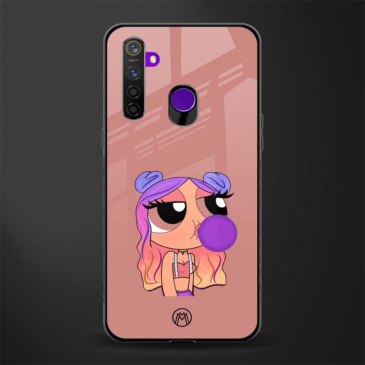 antique purple tote powerpuff girl glass case for realme 5i image