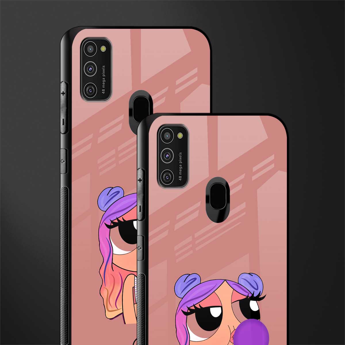 antique purple tote powerpuff girl glass case for samsung galaxy m21 image-2