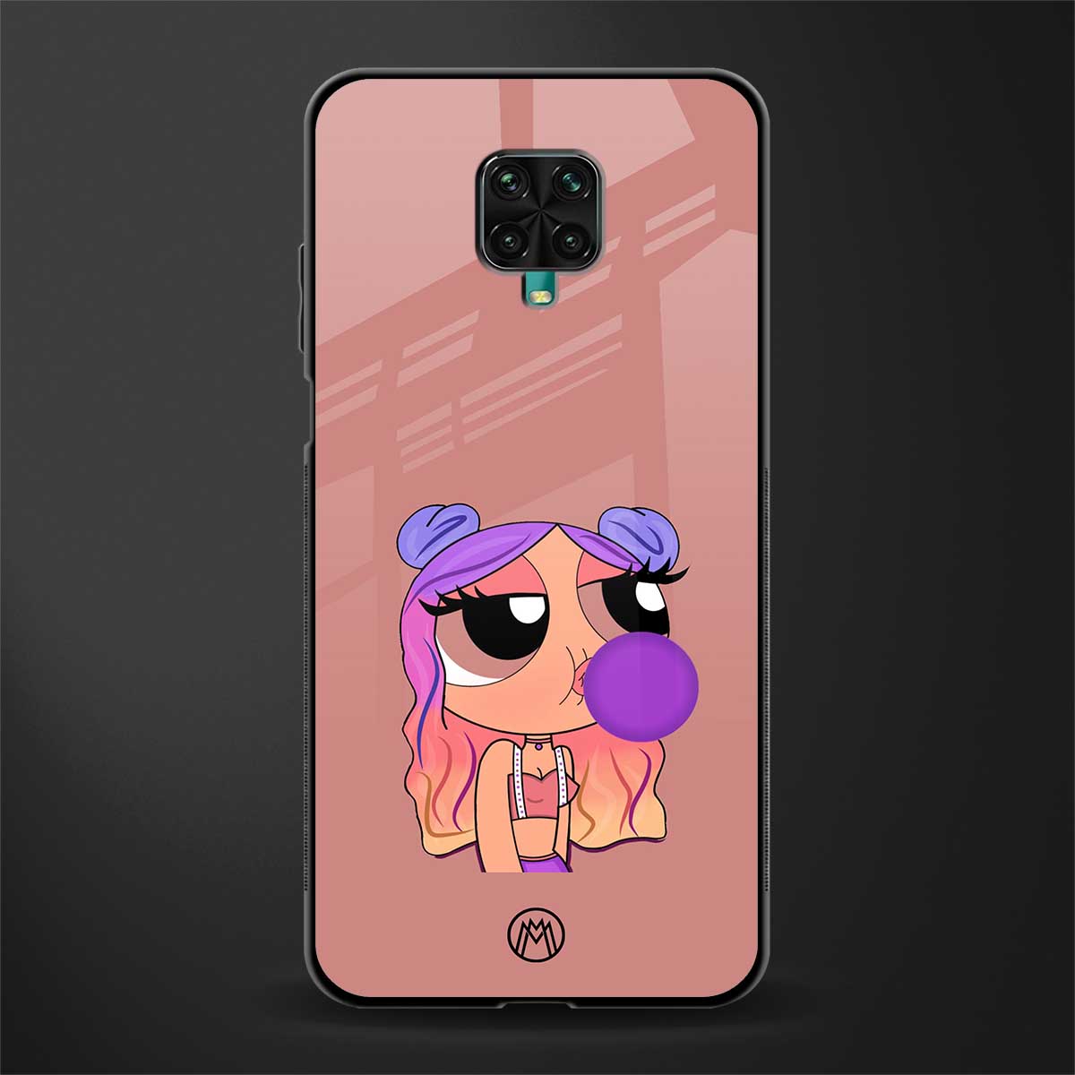 antique purple tote powerpuff girl glass case for poco m2 pro image