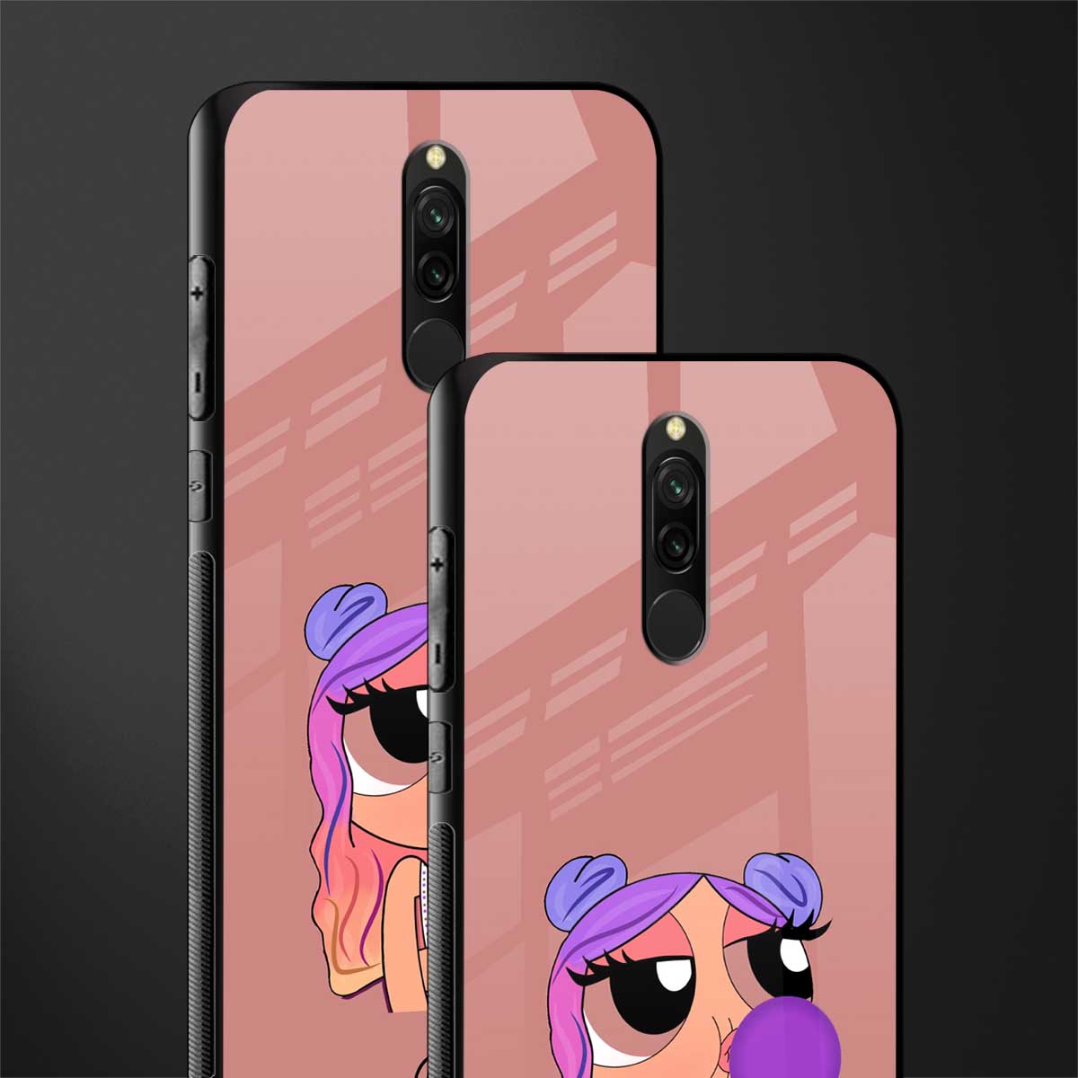 antique purple tote powerpuff girl glass case for redmi 8 image-2