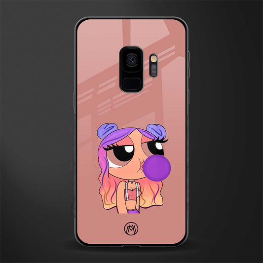 antique purple tote powerpuff girl glass case for samsung galaxy s9 image