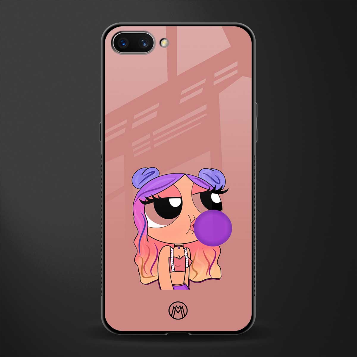 antique purple tote powerpuff girl glass case for realme c1 image