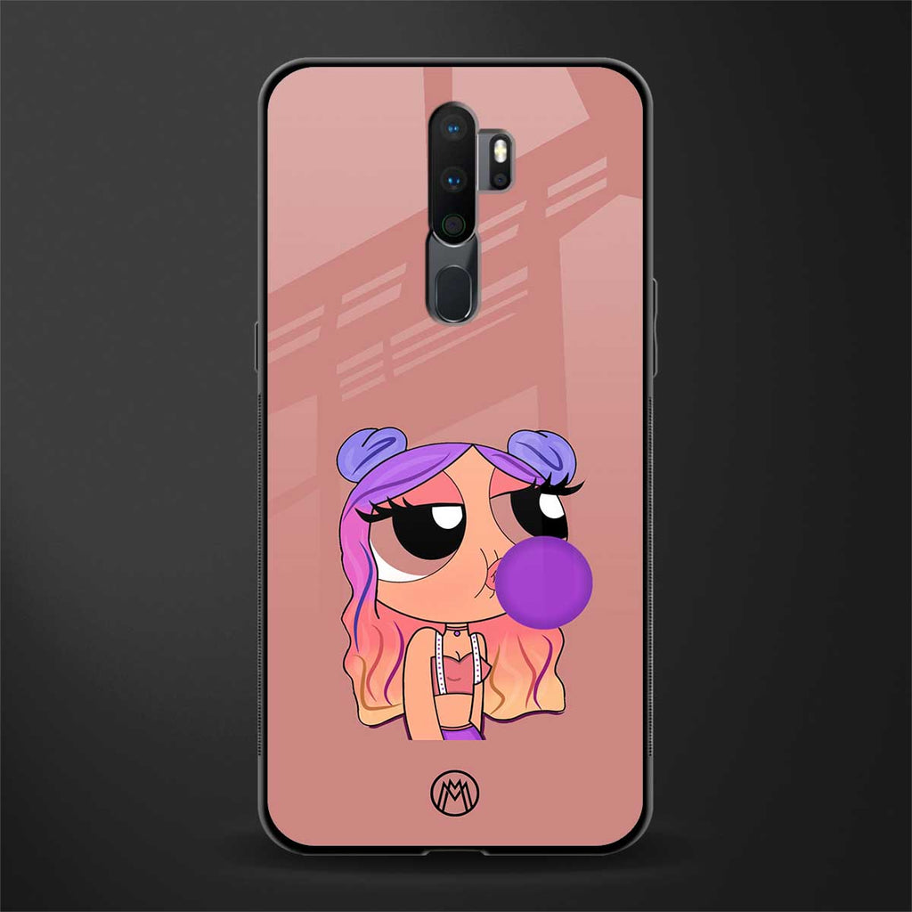 antique purple tote powerpuff girl glass case for oppo a9 2020 image